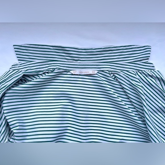Zara | Green & White Striped Long Poplin Shirt - Picture 10 of 16